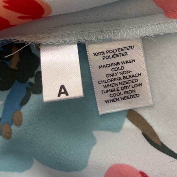 Ann Taylor Loft Blouse Floral Print Button Up Womens Small Light Blue - Picture 7 of 8
